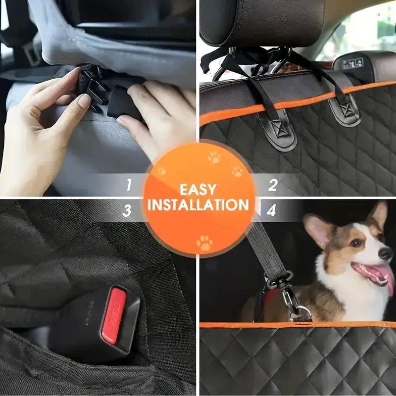 Waterproof Heavy-Duty Quilted Dog Seat Cover Hammock for Cars, Trucks, SUVs
