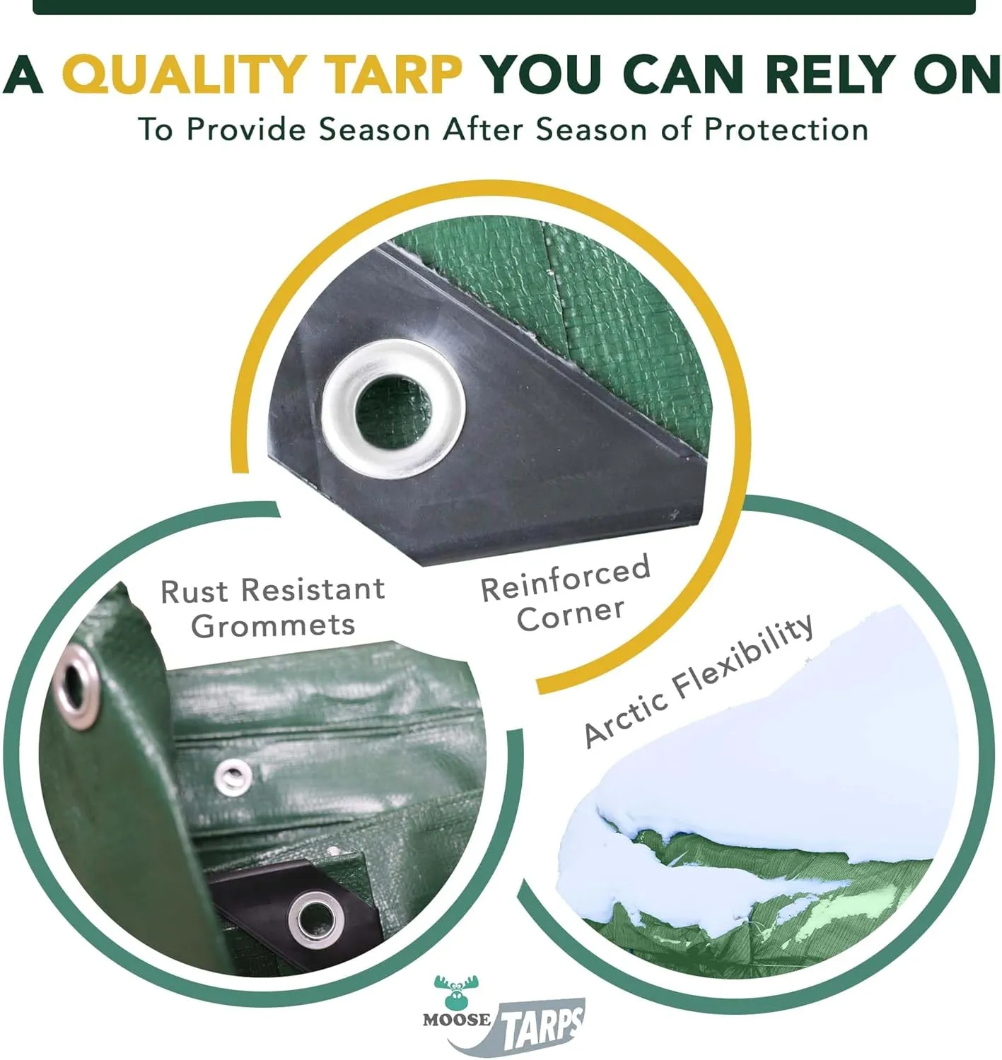 Waterproof Heavy Duty Tarp - for Wood Furniture, Car, Boat, Pool, & More - Tear Resistant - 15x15 Foot Indoor/Outdoor Reversible Green/Brown