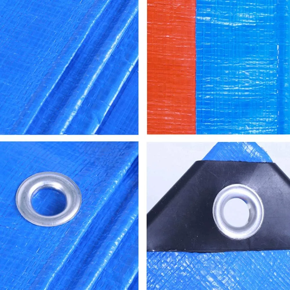 Waterproof Lightweight Tarpaulin Cover Ground Sheet Cover Heavy Duty Tarp Camping Sheet with Eyelets, for Canopy Tent Garden Pool Truck,Blue,3x3m (Blue 3x3m)