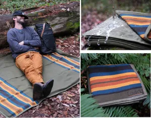 Waterproof Outdoor Canvas Camping Blanket - Waxed Canvas Campfire Blanket with Water Repellent Backing - Camp - Bushcraft Tarp (Olive, Regular)