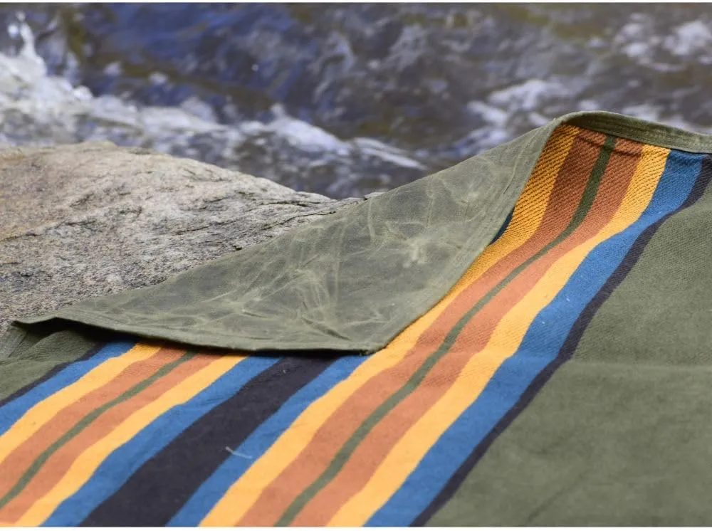 Waterproof Outdoor Canvas Camping Blanket - Waxed Canvas Campfire Blanket with Water Repellent Backing - Camp - Bushcraft Tarp (Olive, Regular)