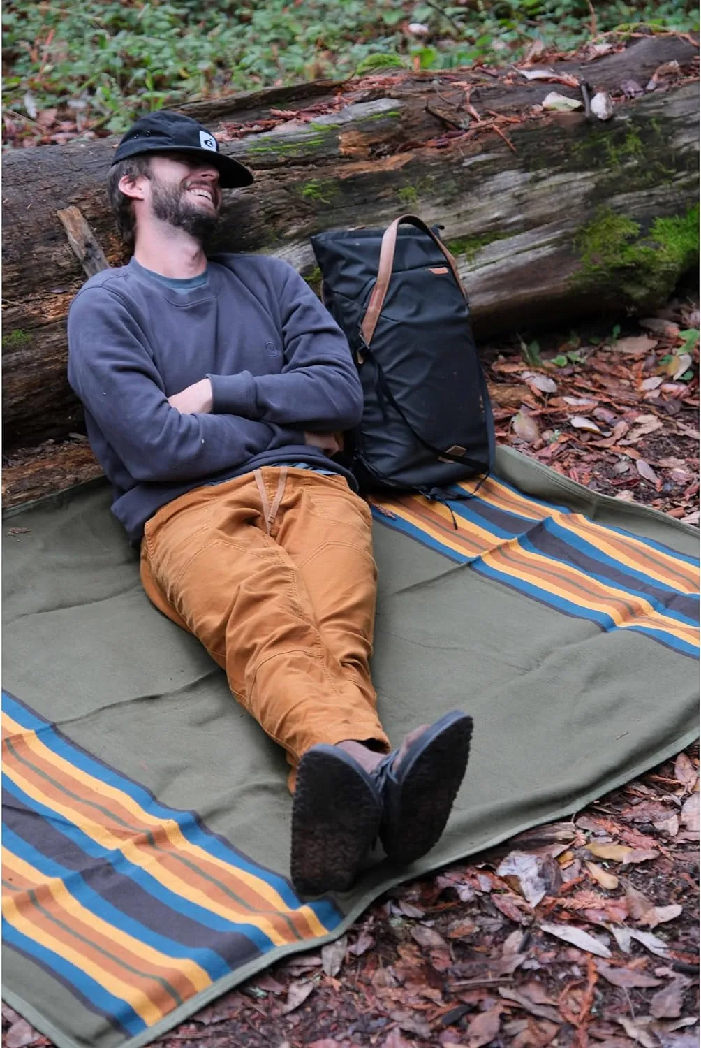 Waterproof Outdoor Canvas Camping Blanket - Waxed Canvas Campfire Blanket with Water Repellent Backing - Camp - Bushcraft Tarp (Olive, Regular)