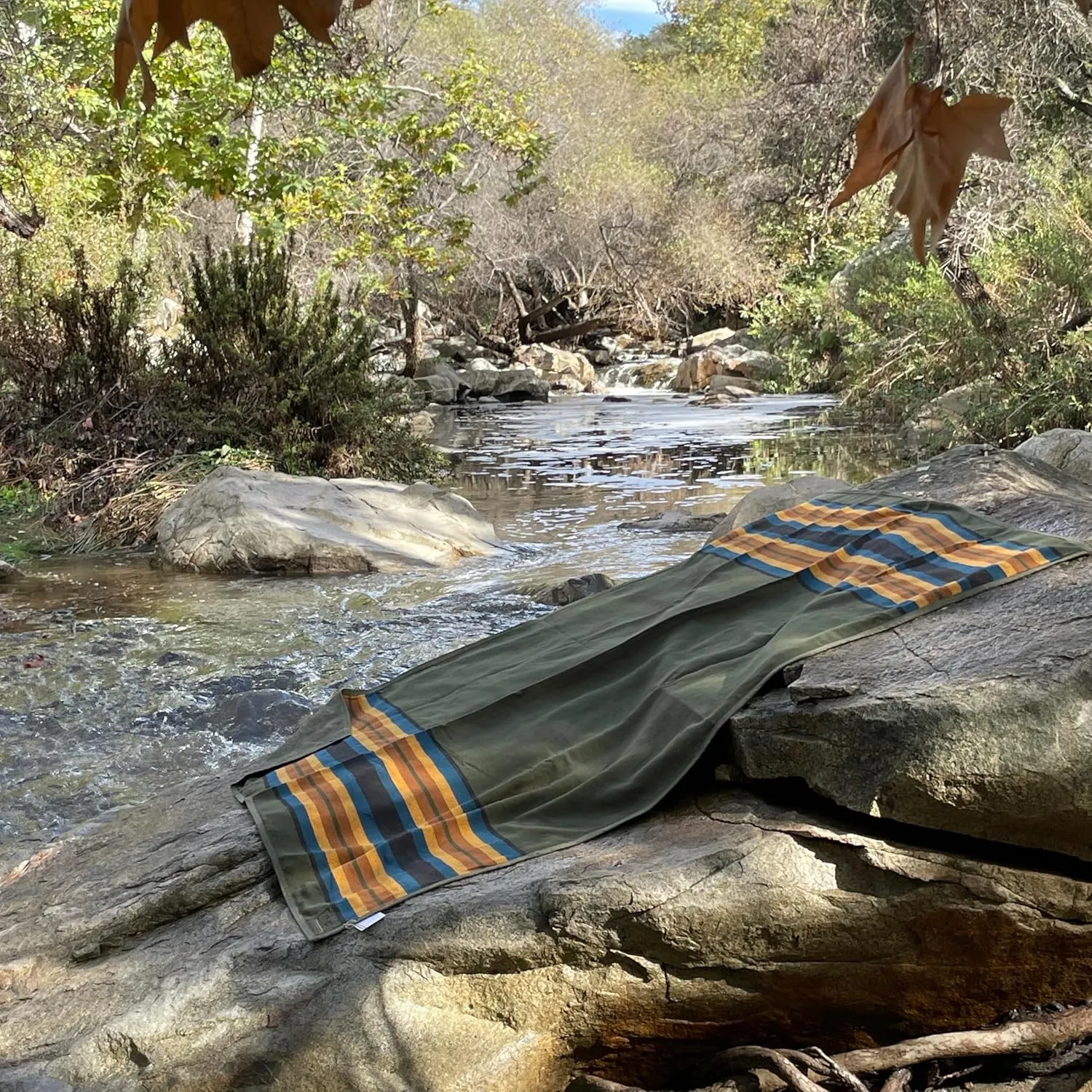 Waterproof Outdoor Canvas Camping Blanket - Waxed Canvas Campfire Blanket with Water Repellent Backing - Camp - Bushcraft Tarp (Olive, Regular)