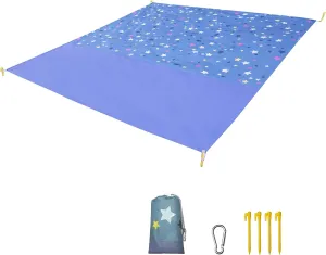 Waterproof Picnic Blanket Oversized Sand Free Beach Mat 79”×83” for 4-8 Adults,Lightweight Portable Camping Pocket Mat for Outdoor Travel ＆ Hiking - Packable w/Bag