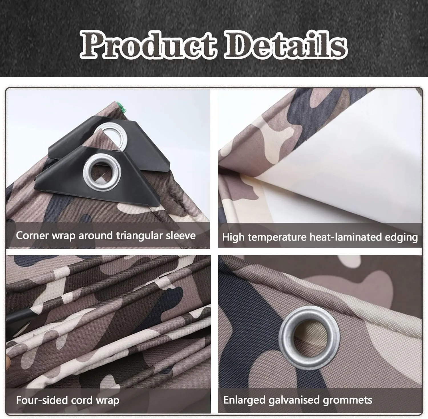 Waterproof Tarpaulin Camouflage Tarp Sheet Heavy Duty Groundsheet,0.4mm Thick Caravan Camo Cover Protective Rainproof Canopy Tent with Grommets (Size:2x4m)