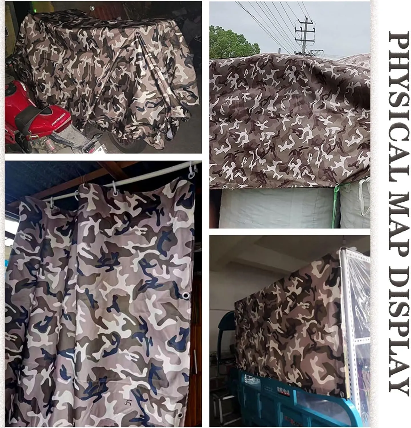 Waterproof Tarpaulin Camouflage Tarp Sheet Heavy Duty Groundsheet,0.4mm Thick Caravan Camo Cover Protective Rainproof Canopy Tent with Grommets (Size:2x4m)