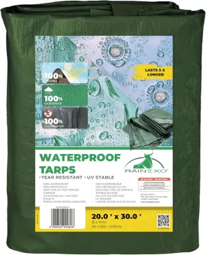 Waterproof Tarps - 20x30 ft 6 Mil Thick Green Heavy Duty Tarps, Tearproof, Recyclable, UV-Resistant Multipurpose Tarpaulin Cover for Outdoor, Camping, Furniture, Garden, Emergency Rain Shelter