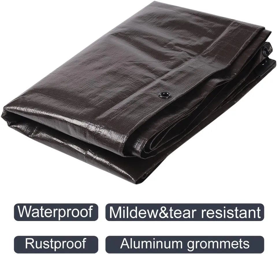 Waterproof Tarps Heavy Duty 9 Mil Thick Rain Covers Drop Cloths Camping Tents Colored Tarps- Perfect for Shelter, Shade 20'x30' Brown/Silver