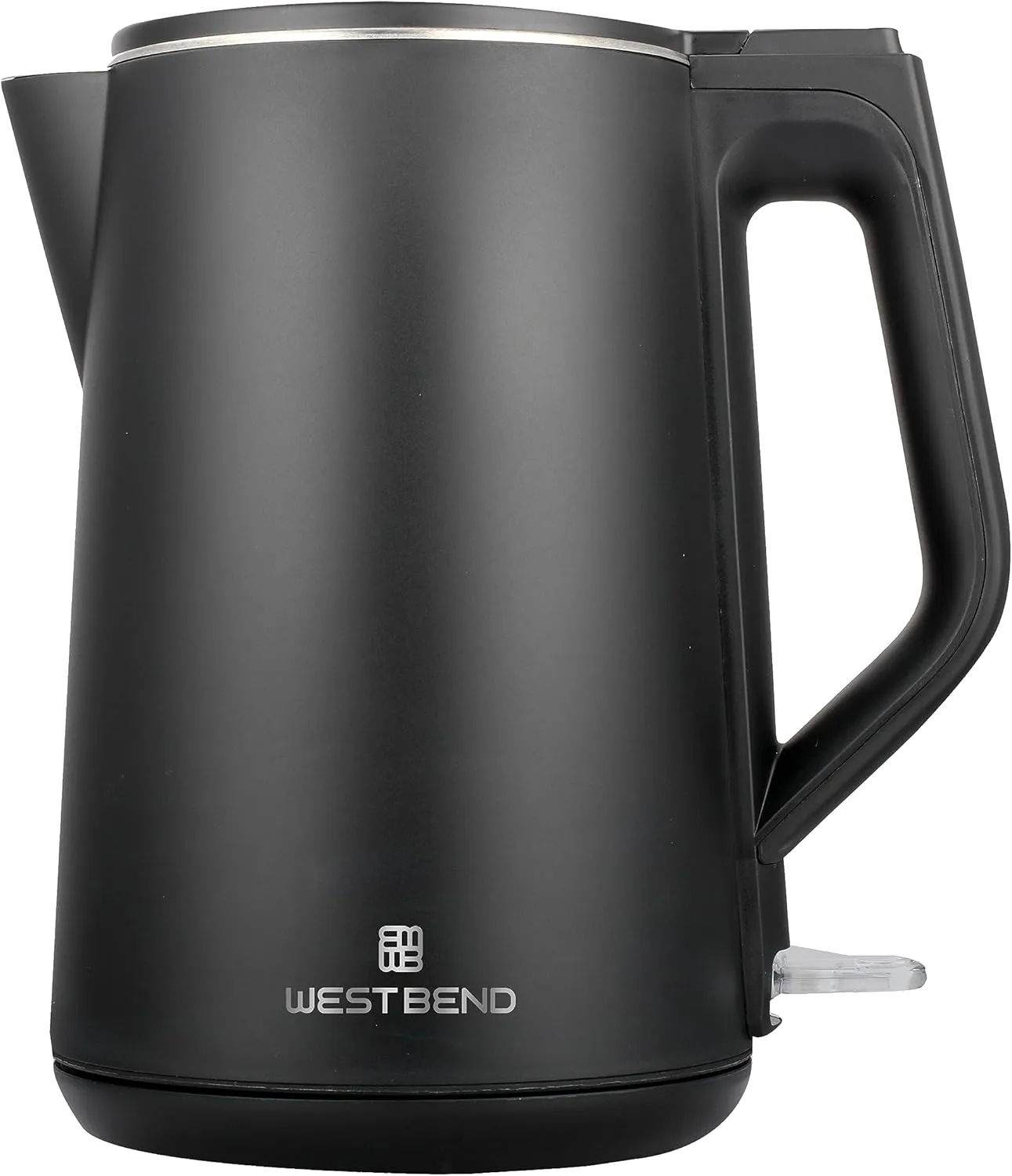 West Bend Electric Kettle Cordless Serving Features Stainless Steel Interior Boil Dry Protection and Auto Shut Off, 1.5-Liter, Black