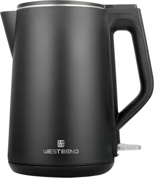 West Bend Electric Kettle Cordless Serving Features Stainless Steel Interior Boil Dry Protection and Auto Shut Off, 1.5-Liter, Black