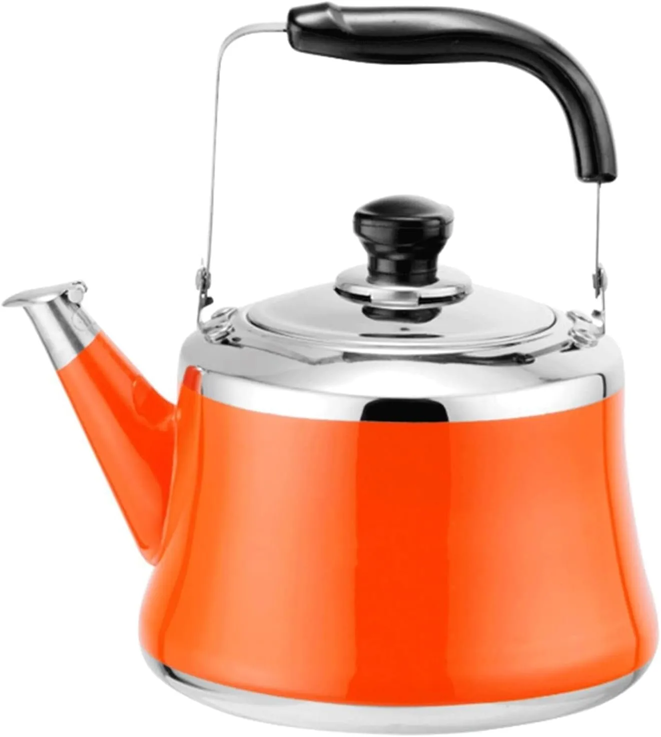 Whistling Tea Kettle, Stove Top Whistling Tea Pot, Cute Teakettles with Ergonomic Handle for Gas, Induction, Electric Stove Tops, Even Heating & Quick Boil(Orange,2 liter)