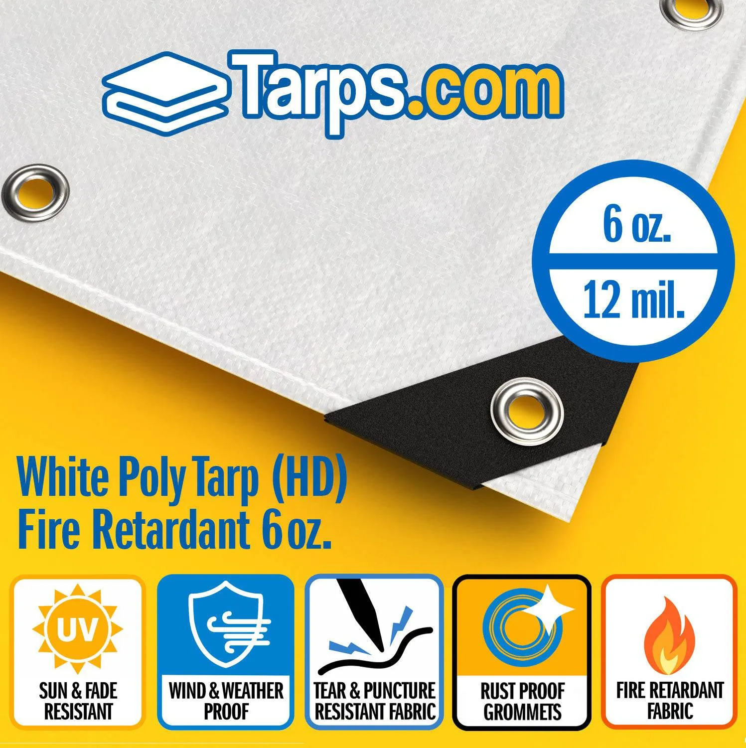 White Heavy Duty Poly Tarps - Fire Retardant