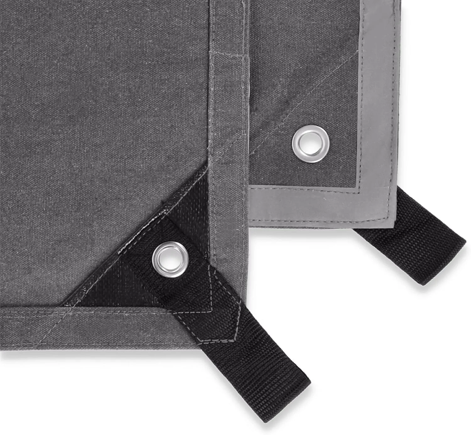 WHITEDUCK 8'x10' Canvas Tarp 18 oz/37 Mil Heavy Duty Waterproof UV Resistant, Rustproof Grommets, Industrial & Commercial Use Cloth Tarp (Finished Size: 7'6"x9'6", Grey)