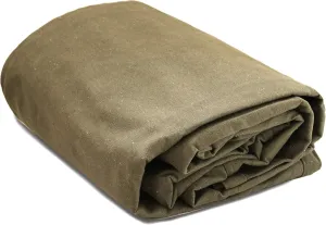 WHITEDUCK Canvas Tarp 18 oz. Heavy Duty Waterproof UV Resistant, Rustproof Grommets, Industrial & Commercial Use Cloth Tarp (Cut Size: 8'x10', Finished Size: 76x96, Olive Drab)