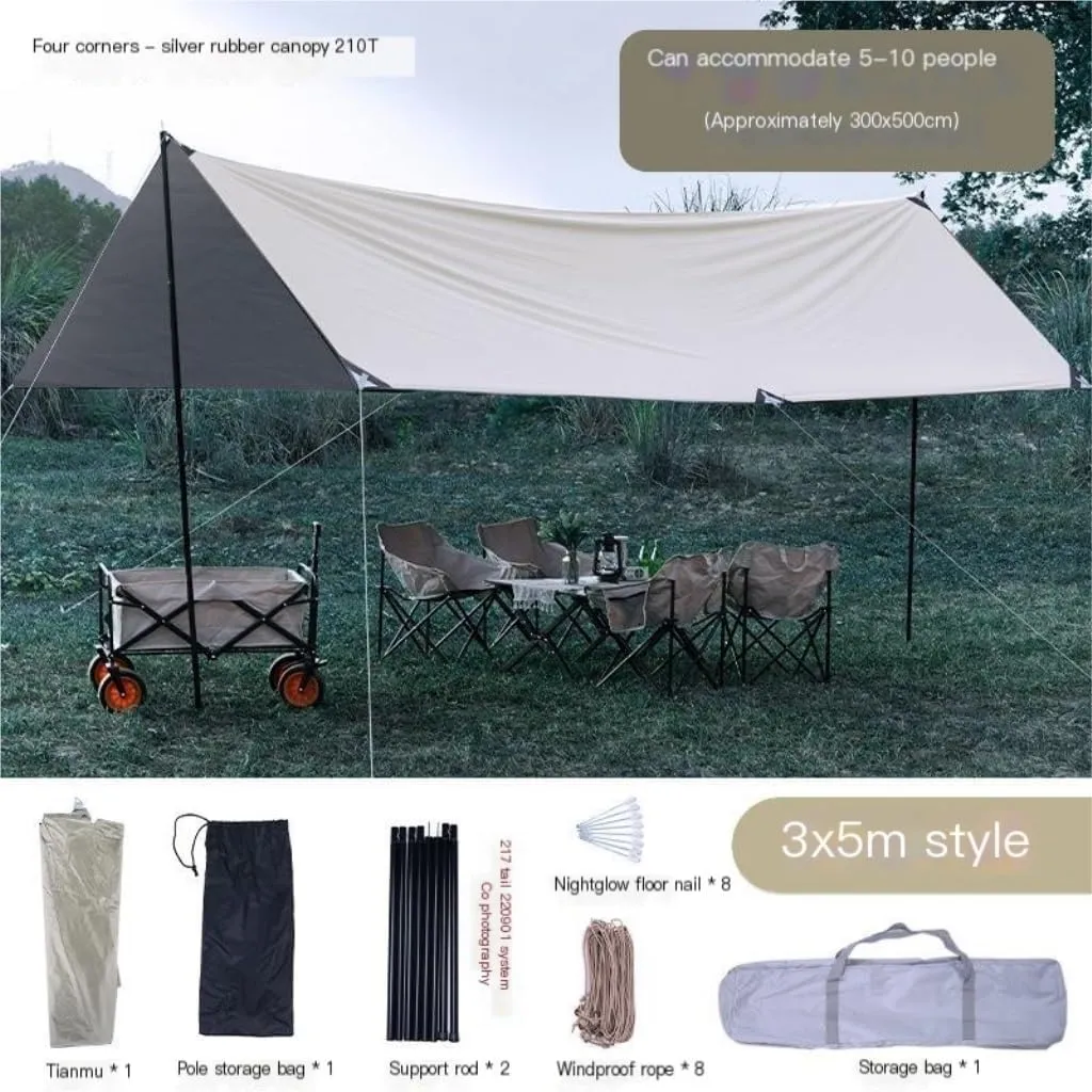 Window Canopy Outdoor Canopy Camping Outdoor Camping Equipment Tent Canopy Tent Outdoor Supplies Rainproof Picnic Shelter Awning Canopy(Silver,B)