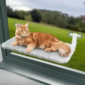 Window Hammock – Window Perch for Large Cats – Detachable Peek-A-Boo Shade – Triple Suction Sturdy Design – Giftable Box – Foldable – Super Soft Washable Bed