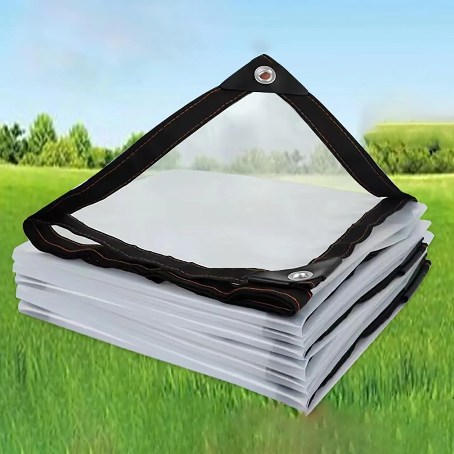 Windproof Clear Plastic Tarps,Outdoor Greenhouse Tarp, Rainproof, Yard Covering,Clear-Waterproof-Tarps-Outdoor(13x13 ft(4x4m))