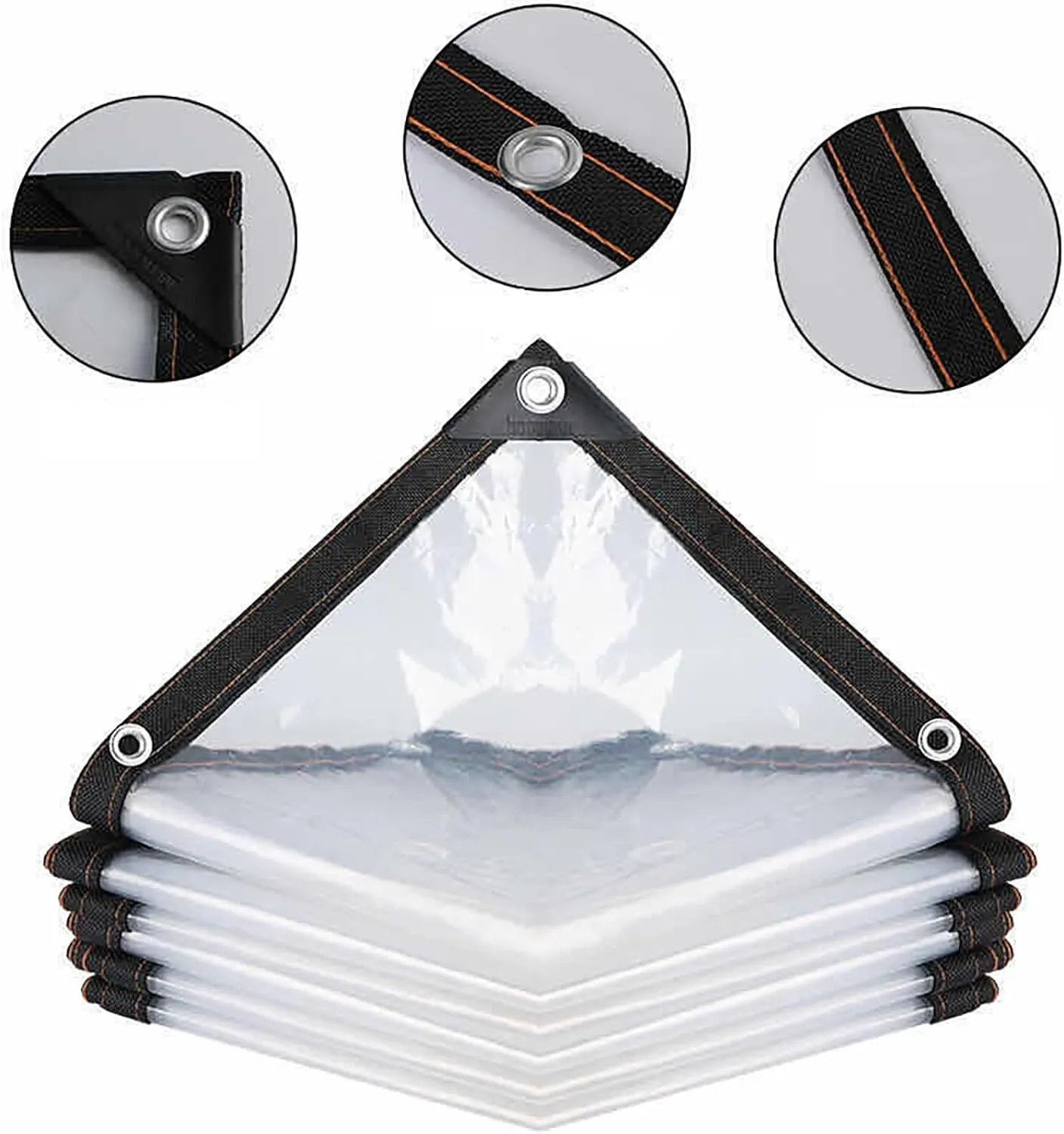 Windproof Clear Plastic Tarps,Outdoor Greenhouse Tarp, Rainproof, Yard Covering,Clear-Waterproof-Tarps-Outdoor(13x13 ft(4x4m))