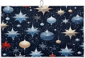 Winter Snowman Snow Scene Golf Towel with Heavy Duty Carabiner Ultra Absorbent Quick Dry Perfect for Cleaning Clubs Balls Gear Essential Golf Accessory for Men Women Kids