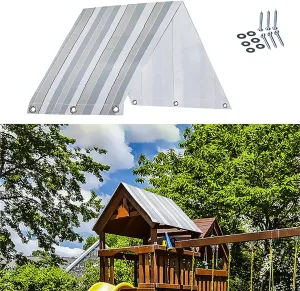 Wooden Swing Set Protection Cover, Reusable 90" X 43" Swing Set Replacement Tarp,Waterproof Backyard Playset Canopy with Mounting Screws(Color:Striped)