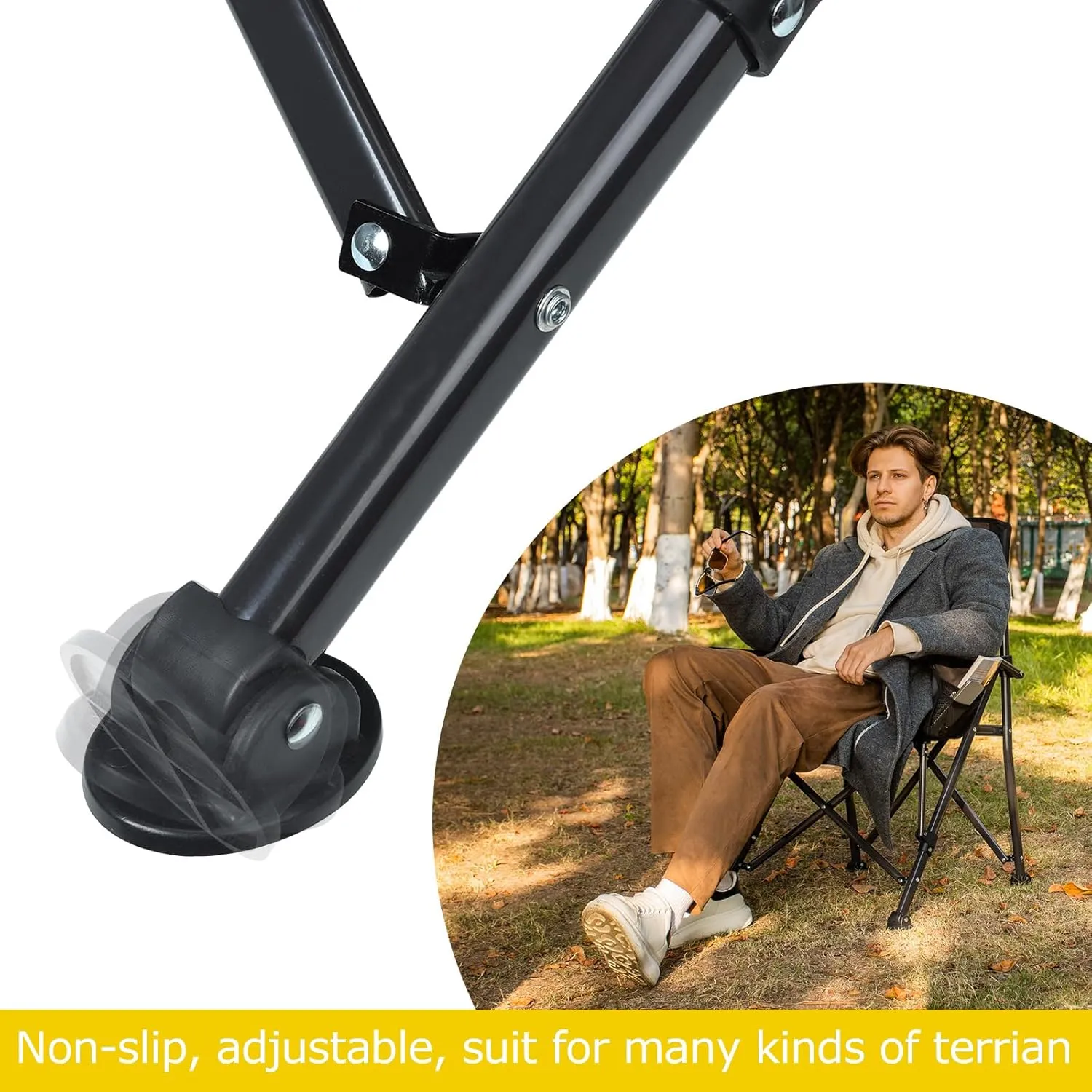 XGEAR 2-Pack Portable Camping Chair for Adutls - Heavy Duty Outdoor Camp Chairs - Folding Lawn Chair with Padded Hard Armrest Cup Holder Storage Pocket - Collapsible for Outdoor Fishing Garden