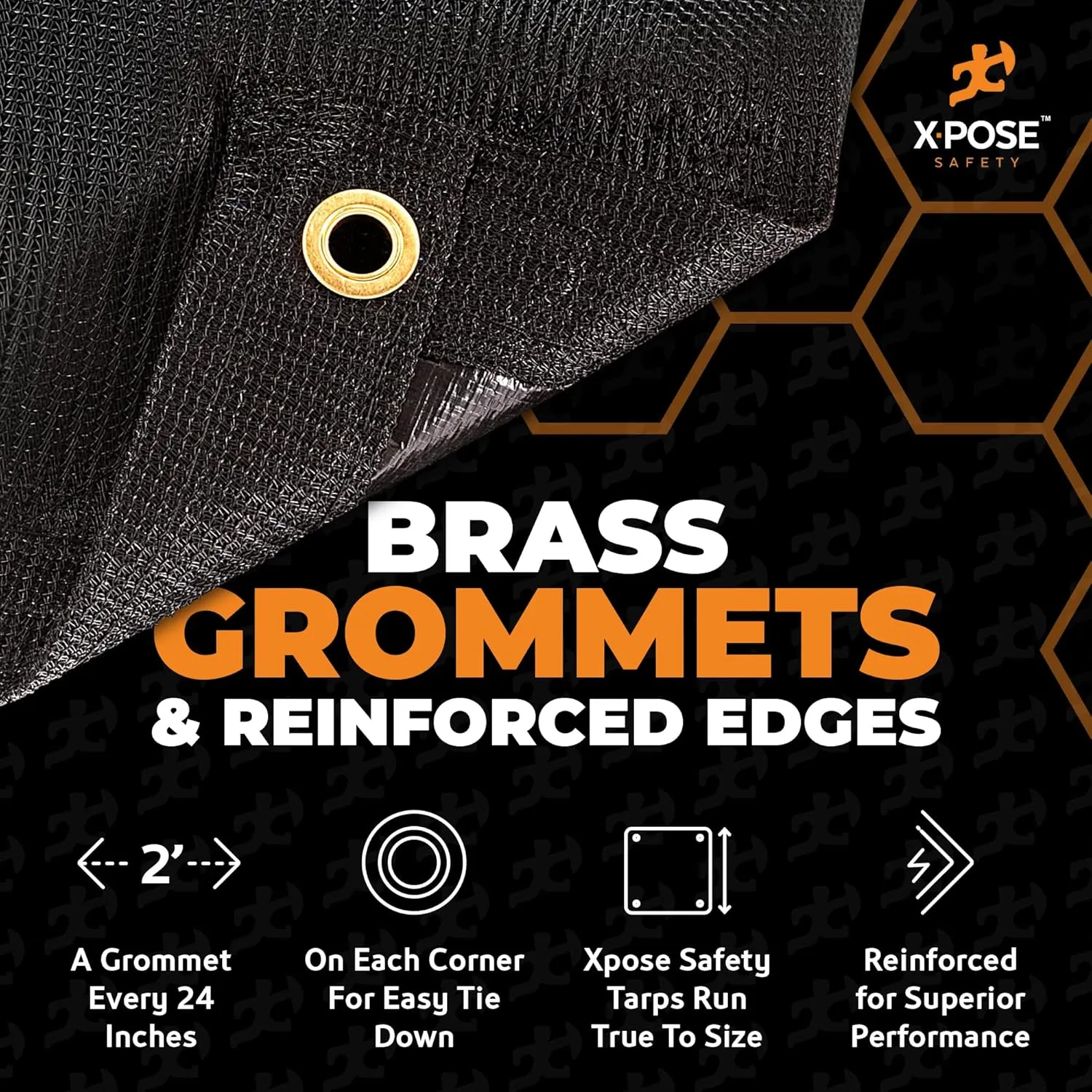 Xpose Safety Heavy Duty Mesh Tarp – 12’ x 14’ Multipurpose Black Protective Cover with Air Flow - Use for Tie Downs, Shade, Fences, Canopies, Dump Trucks – Tear Resistant