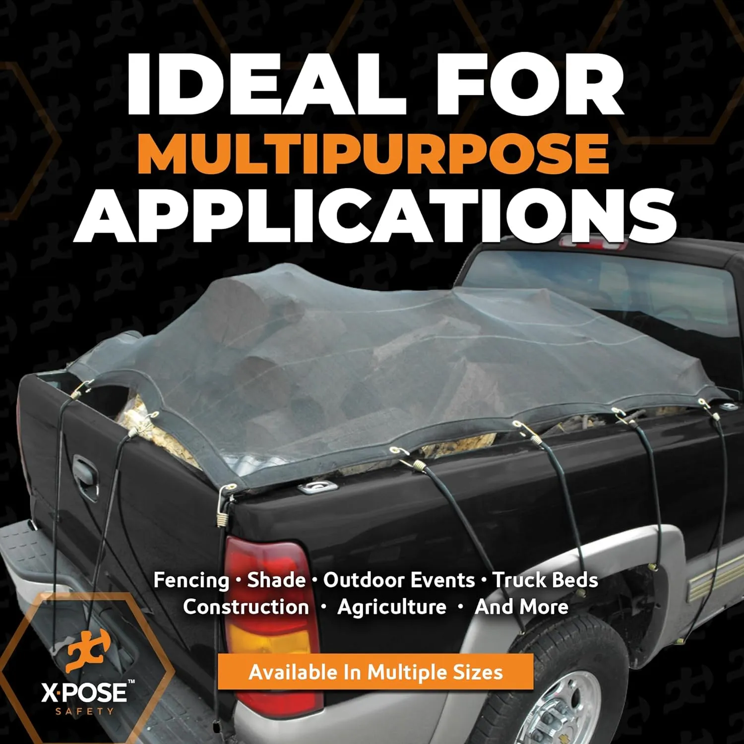 Xpose Safety Heavy Duty Mesh Tarp – 12’ x 14’ Multipurpose Black Protective Cover with Air Flow - Use for Tie Downs, Shade, Fences, Canopies, Dump Trucks – Tear Resistant