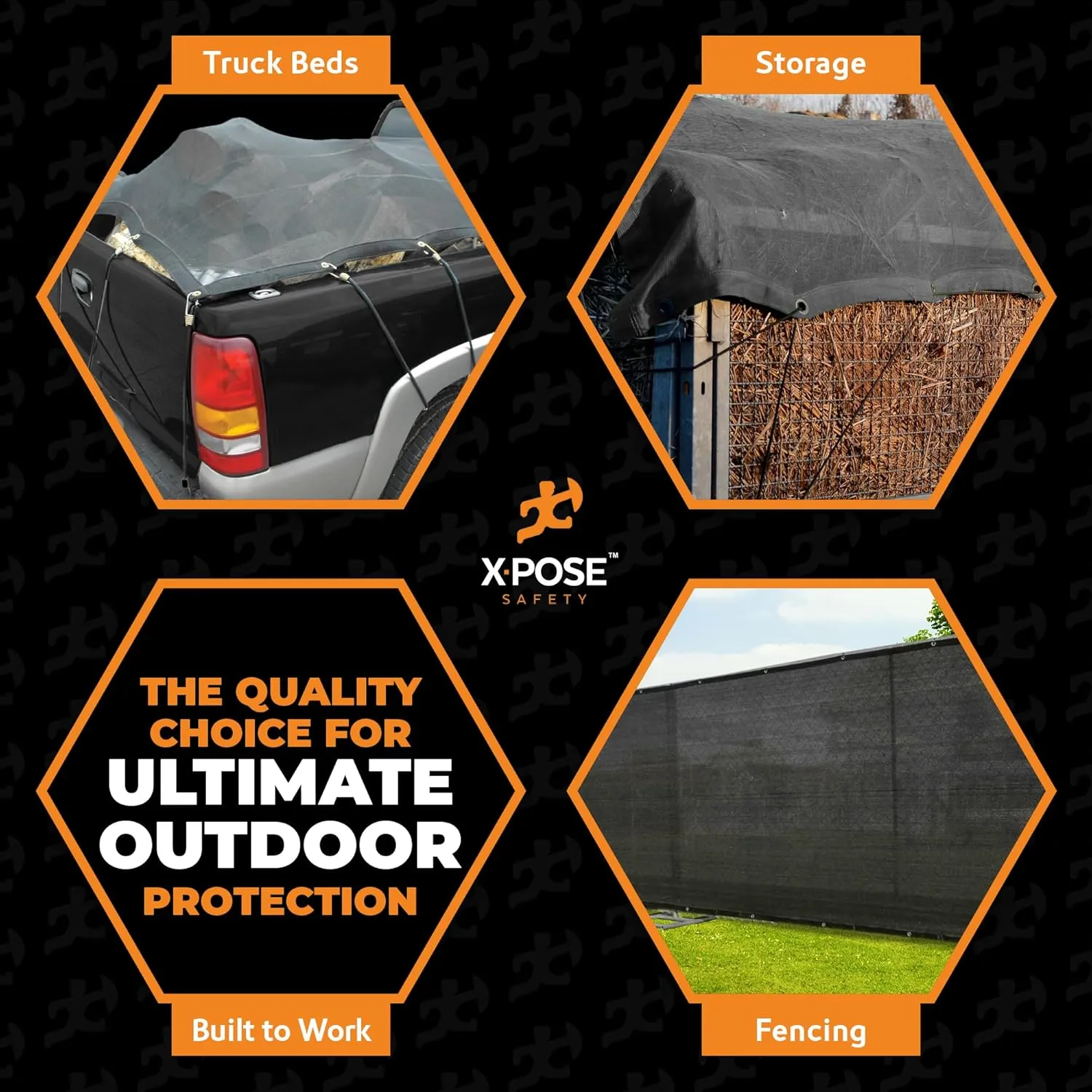 Xpose Safety Heavy Duty Mesh Tarp – 12’ x 14’ Multipurpose Black Protective Cover with Air Flow - Use for Tie Downs, Shade, Fences, Canopies, Dump Trucks – Tear Resistant
