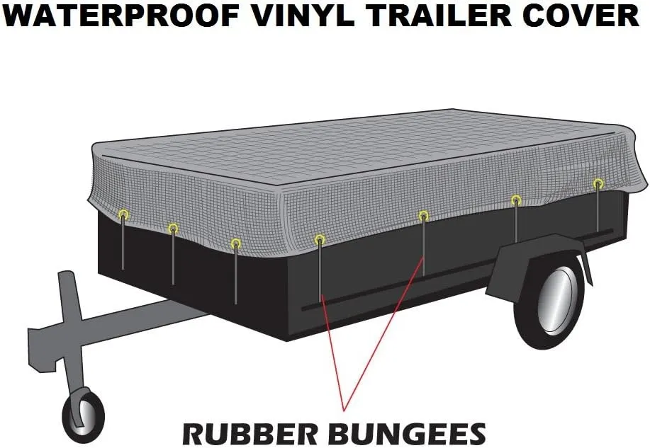 XTARPS - 8 x 12 - Heavy Duty Waterproof Vinyl Trailer Tarp with 10 pc Rubber Bungee