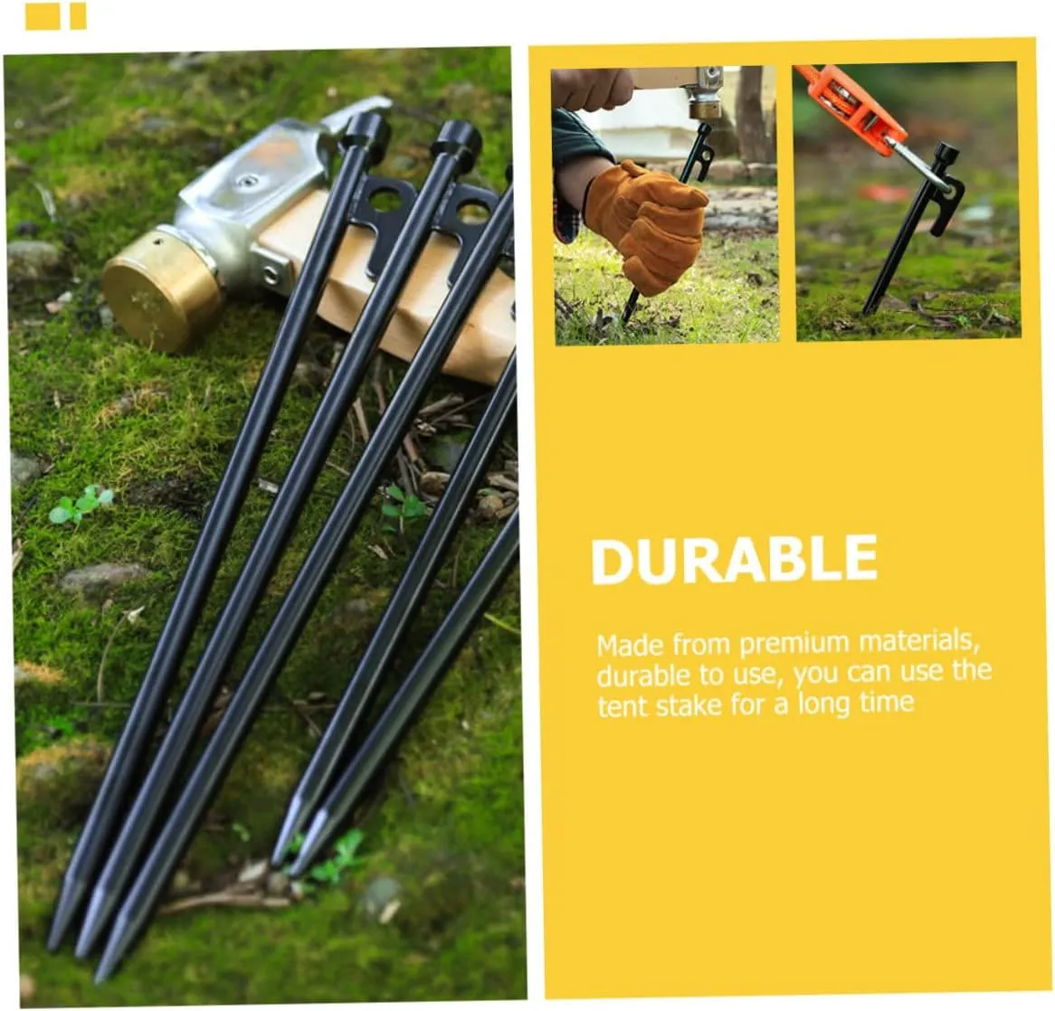 Yardwe Tent Ground Pegs Metal Stakes for Camping Tarp Accessories Heavy Duty Tent Stakes Easy to Use Carry Outdoor Gear
