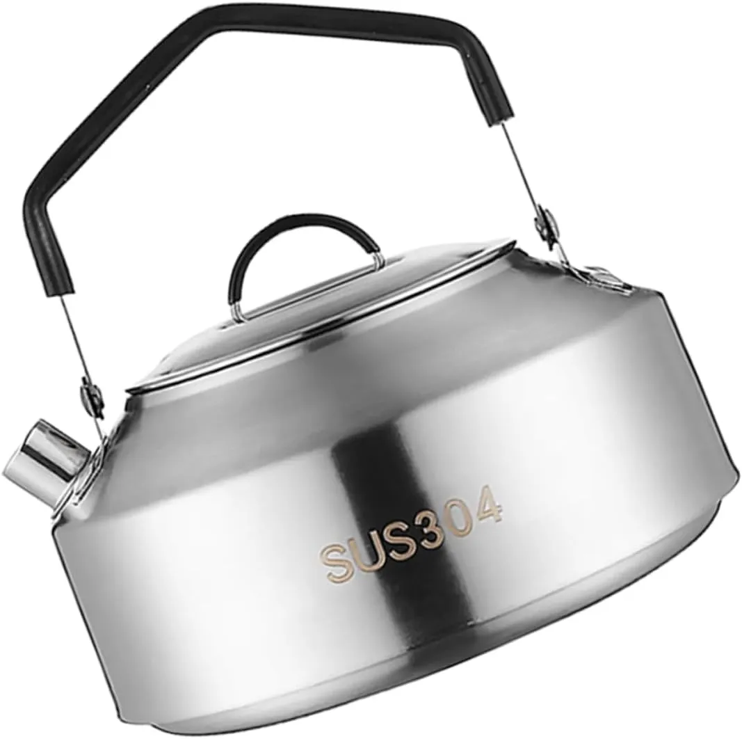 YARNOW Convenient Stainless Steel Camping Kettle Compact Lightweight Stovetop Perfect for Boiling Water Soup