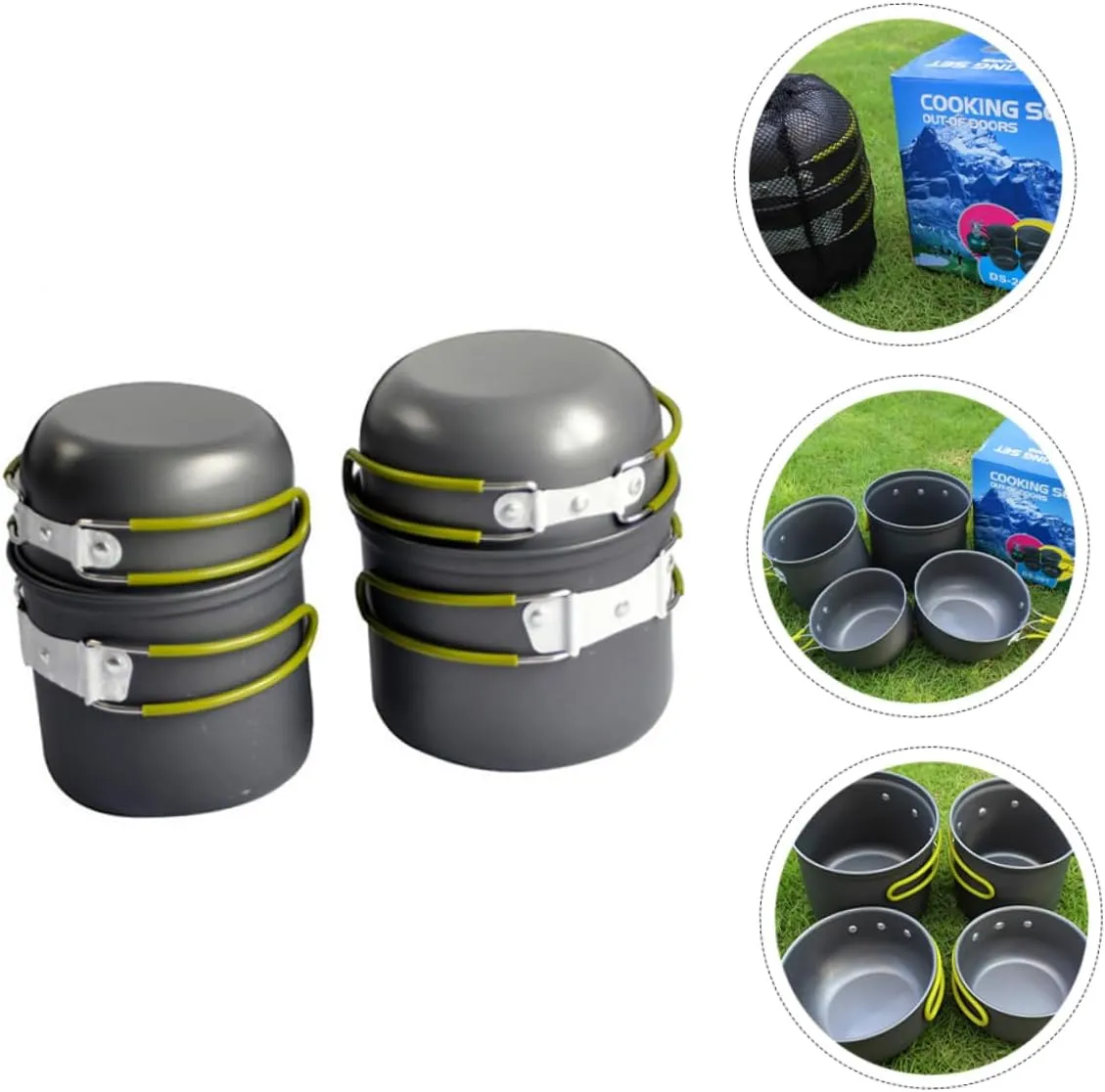 YARNOW Four Cooking Utensils Kit Camp Stove Outdoor Dinnerware Portable Cutlery Cookware Camping Organizer