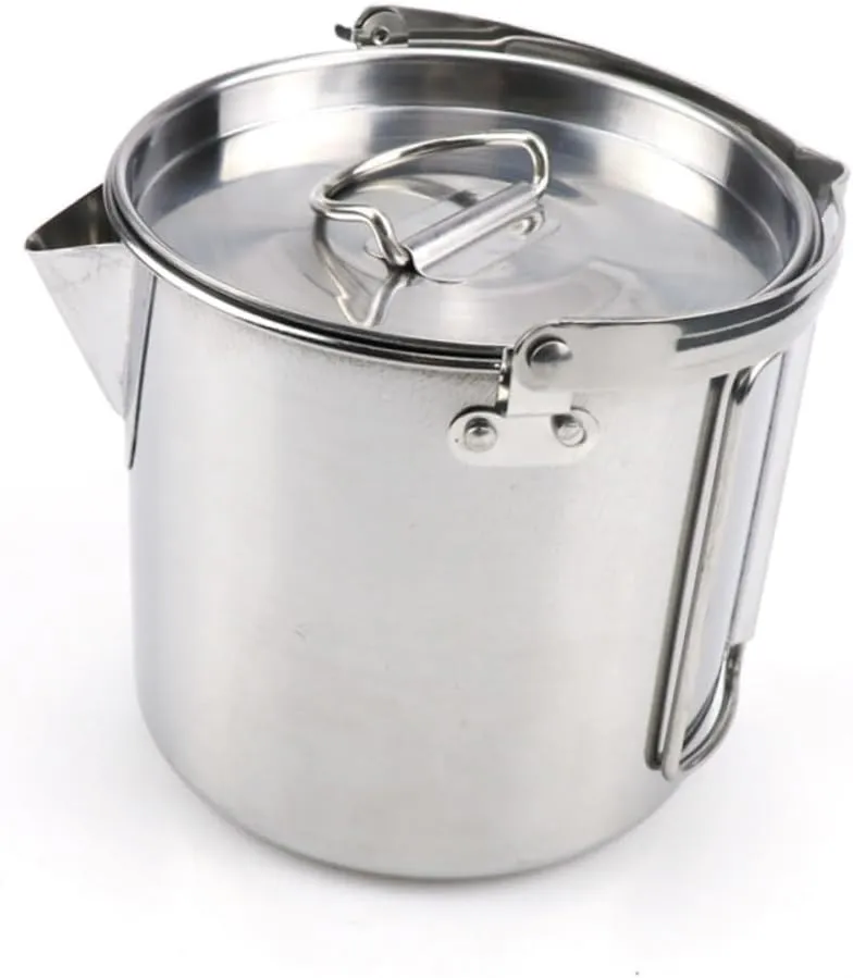 YARNOW Travel Hot Water Kettle 1.2l Stainless Steel Boil Water Pot Lid Portable for Camping Picnic Hiking