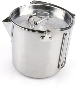 YARNOW Travel Hot Water Kettle 1.2l Stainless Steel Boil Water Pot Lid Portable for Camping Picnic Hiking
