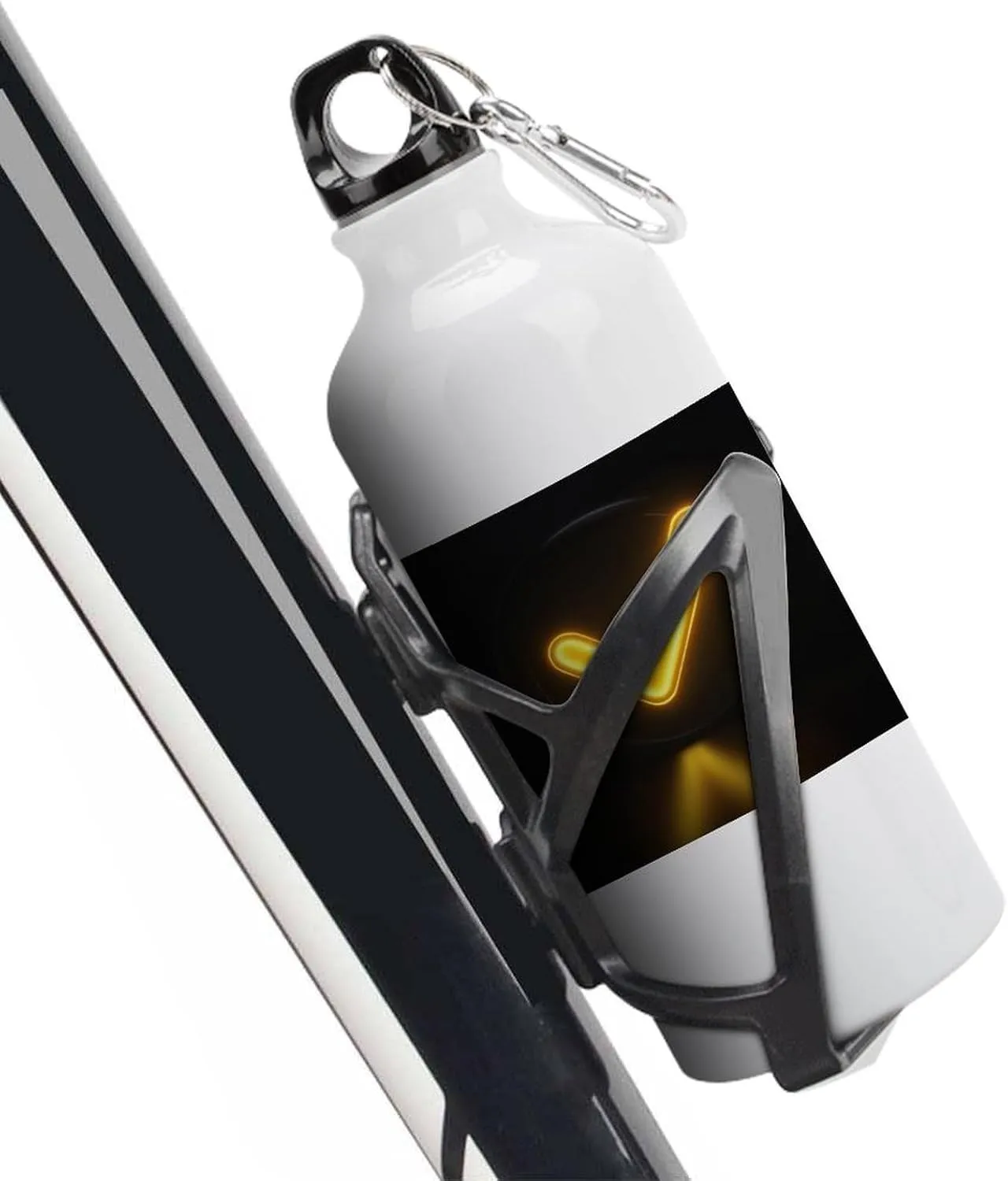 Yellow Glowing Checkmark Travel Aluminum Water Bottle,minimal Sport Bottle with Twist Cap Buckle for Men Women Camping Hiking 600ml