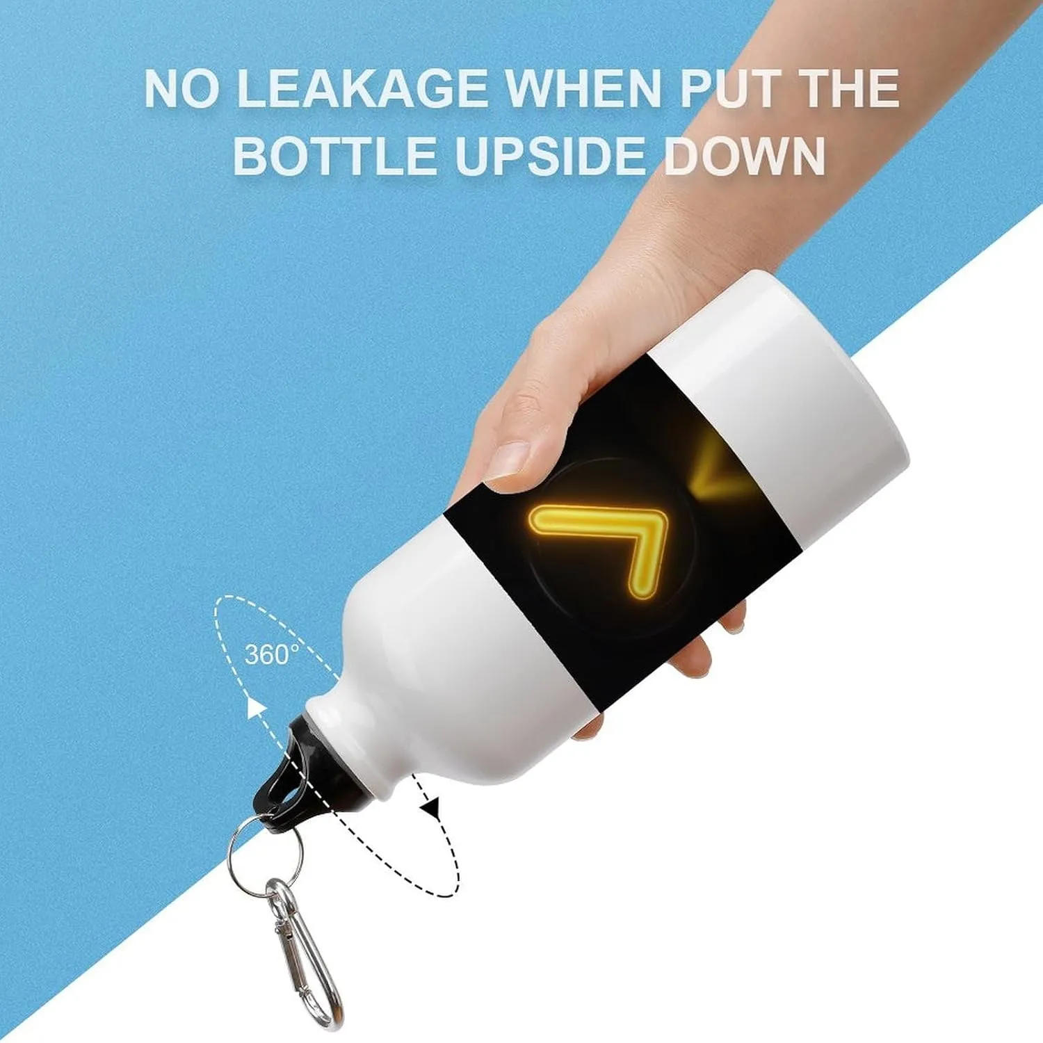 Yellow Glowing Checkmark Travel Aluminum Water Bottle,minimal Sport Bottle with Twist Cap Buckle for Men Women Camping Hiking 600ml