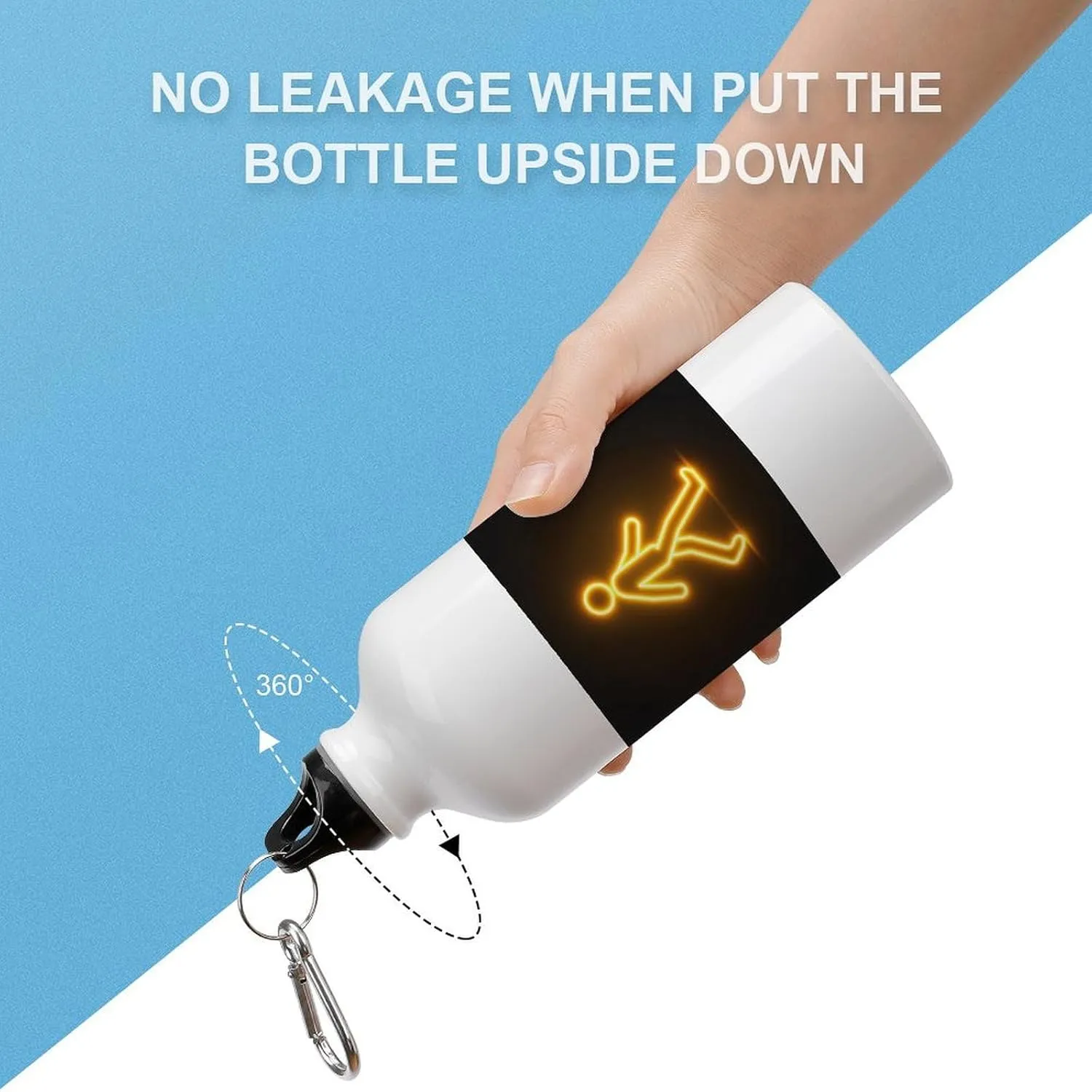 Yellow Glowing Person Walking Travel Aluminum Water Bottle,minimal Sport Bottle with Twist Cap Buckle for Men Women Camping Hiking 600ml