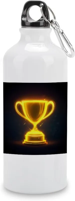 Yellow Glowing Winning Travel Aluminum Water Bottle,minimal Sport Bottle with Twist Cap Buckle for Men Women Camping Hiking 600ml