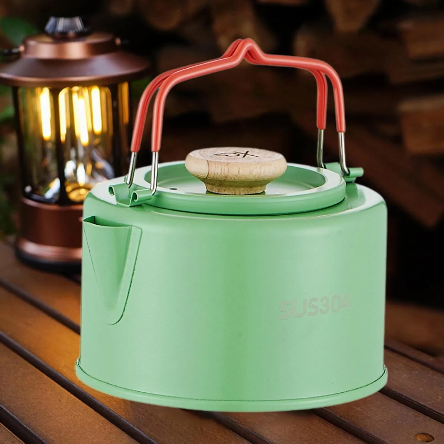 YIJU Camping Kettle Tea Pot Coffee Pot 1.1 L Cookware Lightweight Tea Kettle Teapot for Travel Climbing Outdoor Backpacking Hiking, Green
