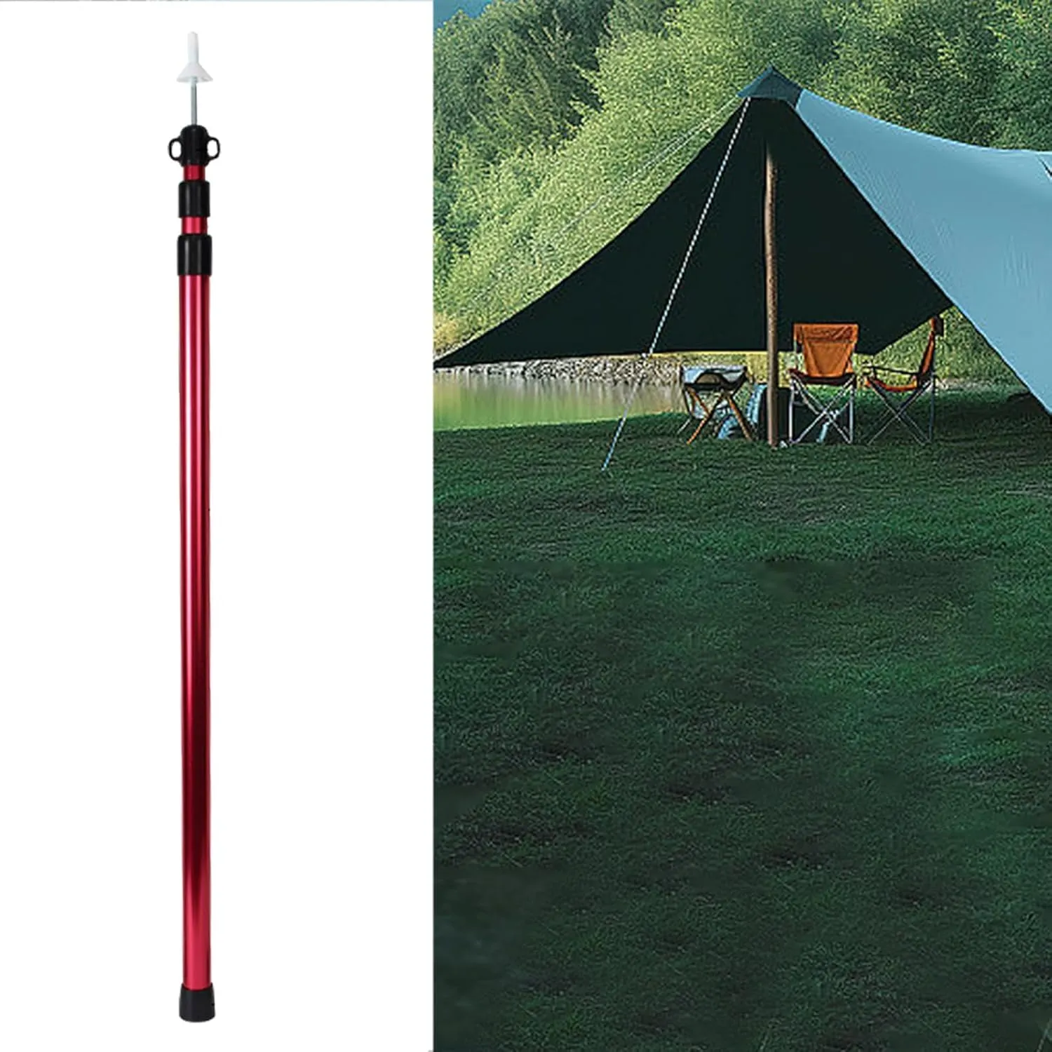 Yiju Tent Tarp Poles Tent Accessories Universal Multifunctional Awning Poles Telescoping for Awning Tarpaulin Canopy Porch Camping
