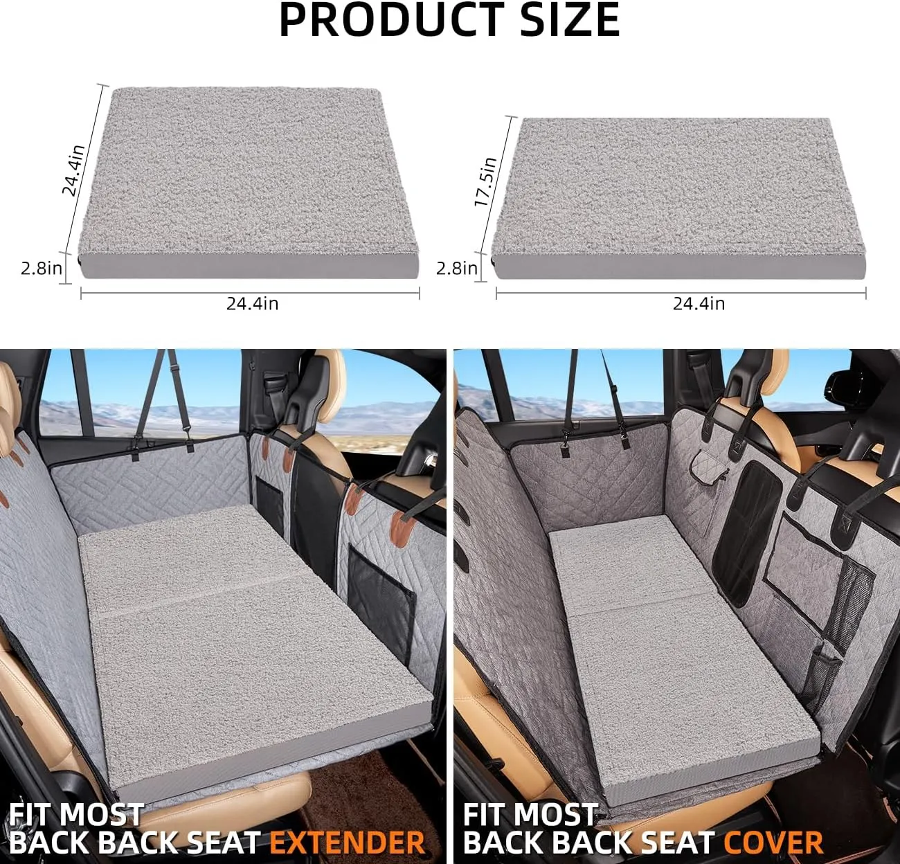 YJGF Washable Dog Bed for Back Seat - Waterproof Seat Cover Extender - Orthopedic Hammock for Large Dogs