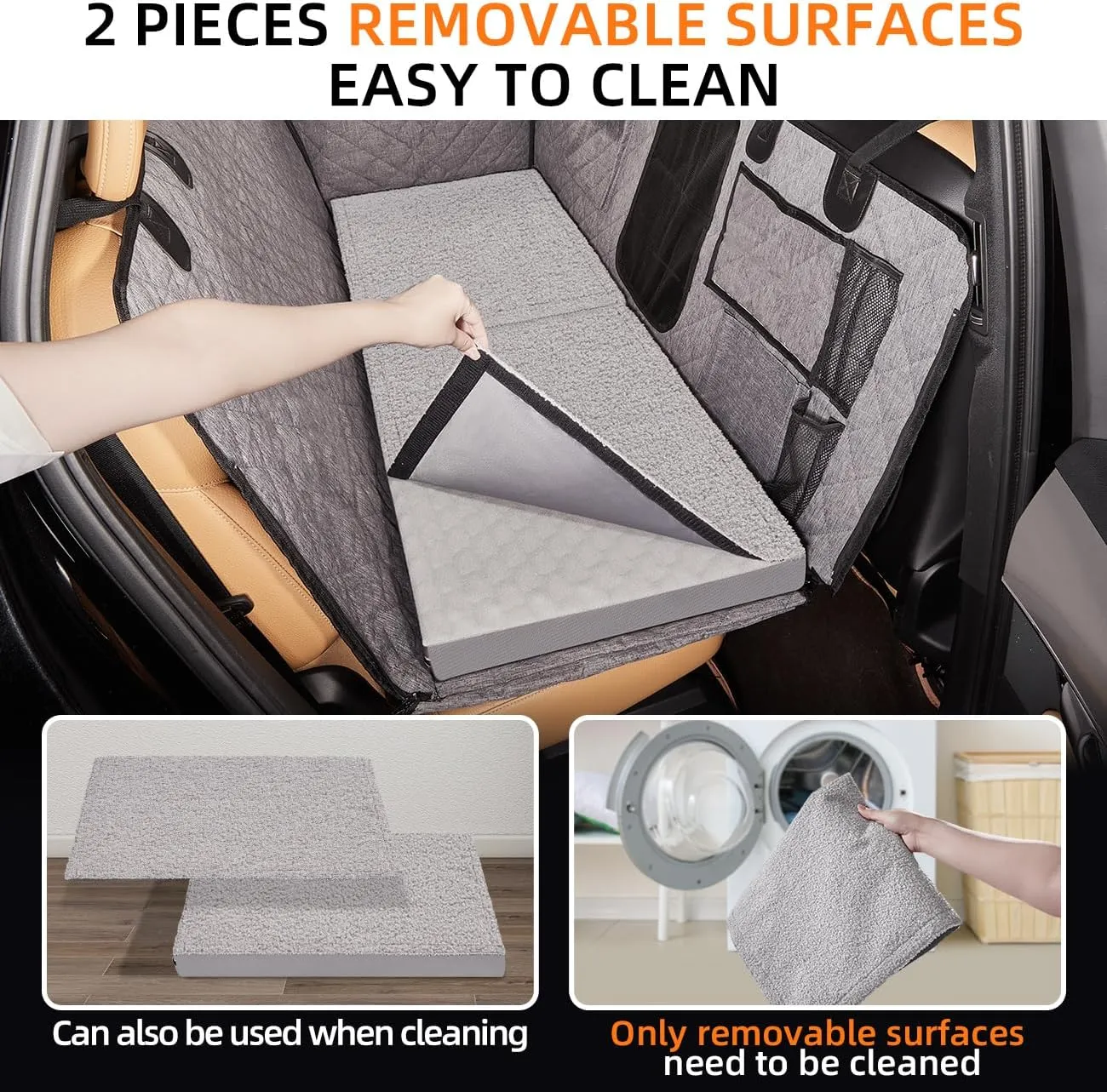 YJGF Washable Dog Bed for Back Seat - Waterproof Seat Cover Extender - Orthopedic Hammock for Large Dogs