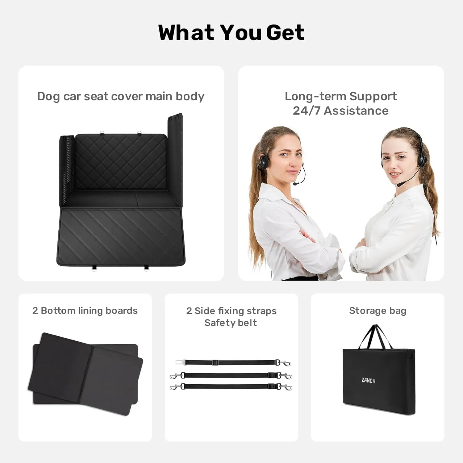 Zanch 2025 Upgraded Dog Car Seat Cover, 400 lbs Heavy Duty Hard Bottom, Waterproof & Anti-Scratch Back Seat Protector, Nonslip Pet Hammock Extender Cars, SUV, Trucks, Standard-Green