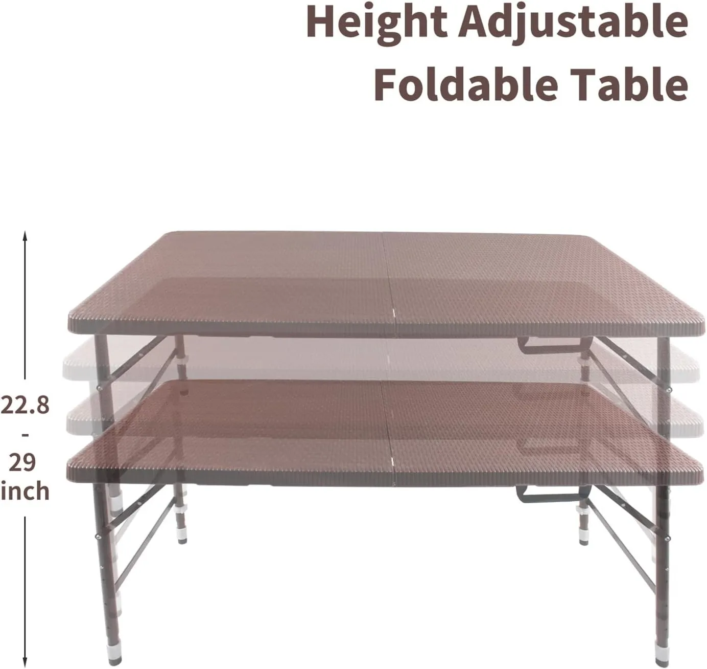 ZeHuoGe Portable Folding Table,Lightweight Picnic Party Dining Camp Table, Folding Banquet Table,Multifunctional Camping Table (Brown, 4ft)