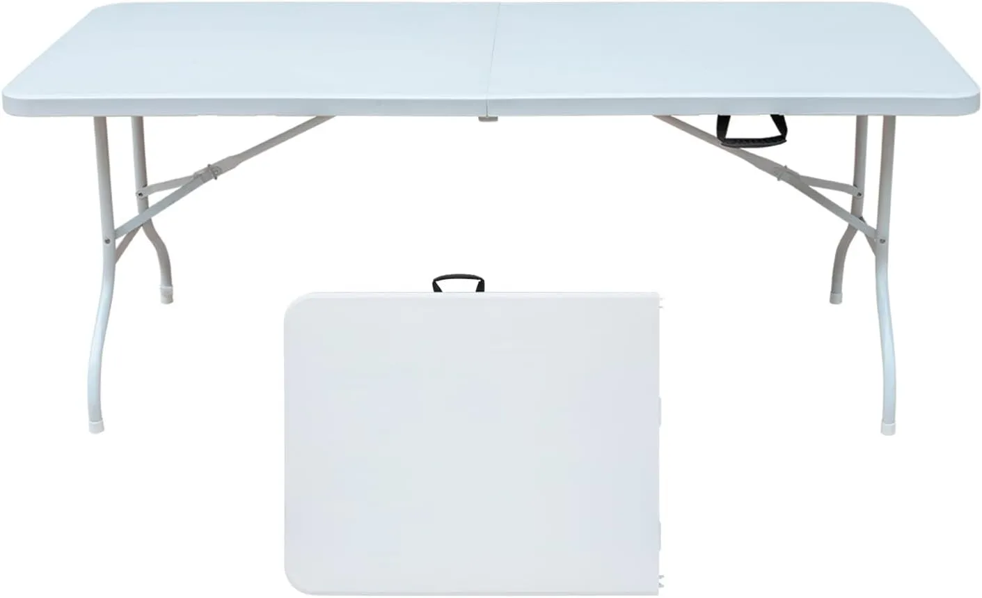 ZeHuoGe Portable Folding Table,Lightweight Picnic Party Dining Camp Table, Folding Banquet Table,Multifunctional Camping Table (White, 6ft)