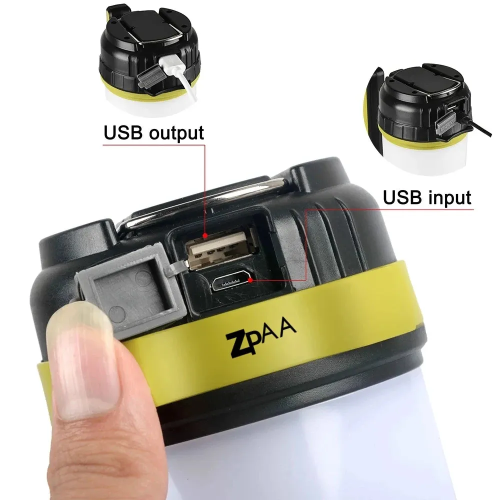 ZPAA Camp Lamp LED Camping Light USB Rechargeable Flashlight Spotlight Work Light Waterproof Searchlight Emergency Lantern