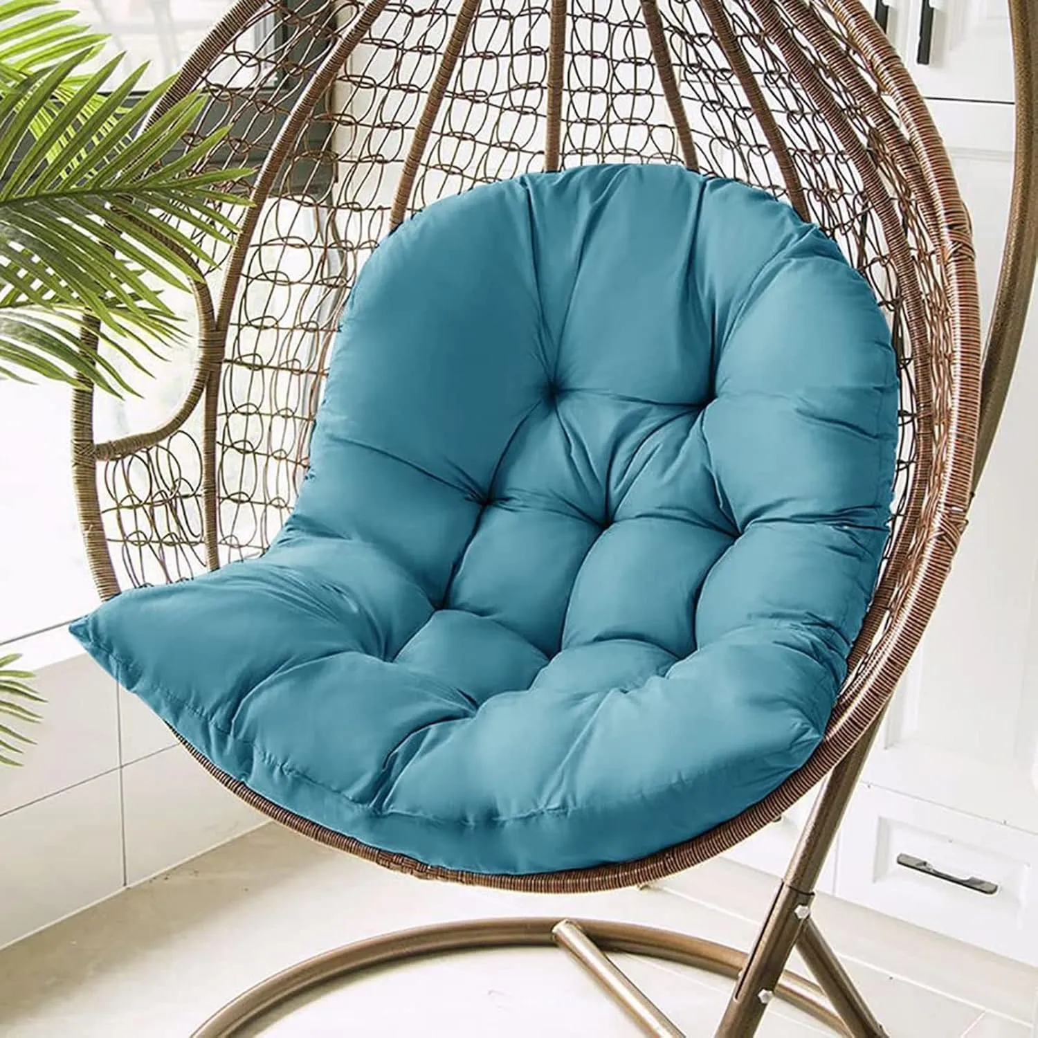 ZTGL Hanging Basket Seat Cushion, Thicken Hanging Egg Chair Cushion, Waterproof Basket Chair Cushion for Patio Garden, Outdoor Basket Egg Chair Seat Pads Back Cushion,Khaki
