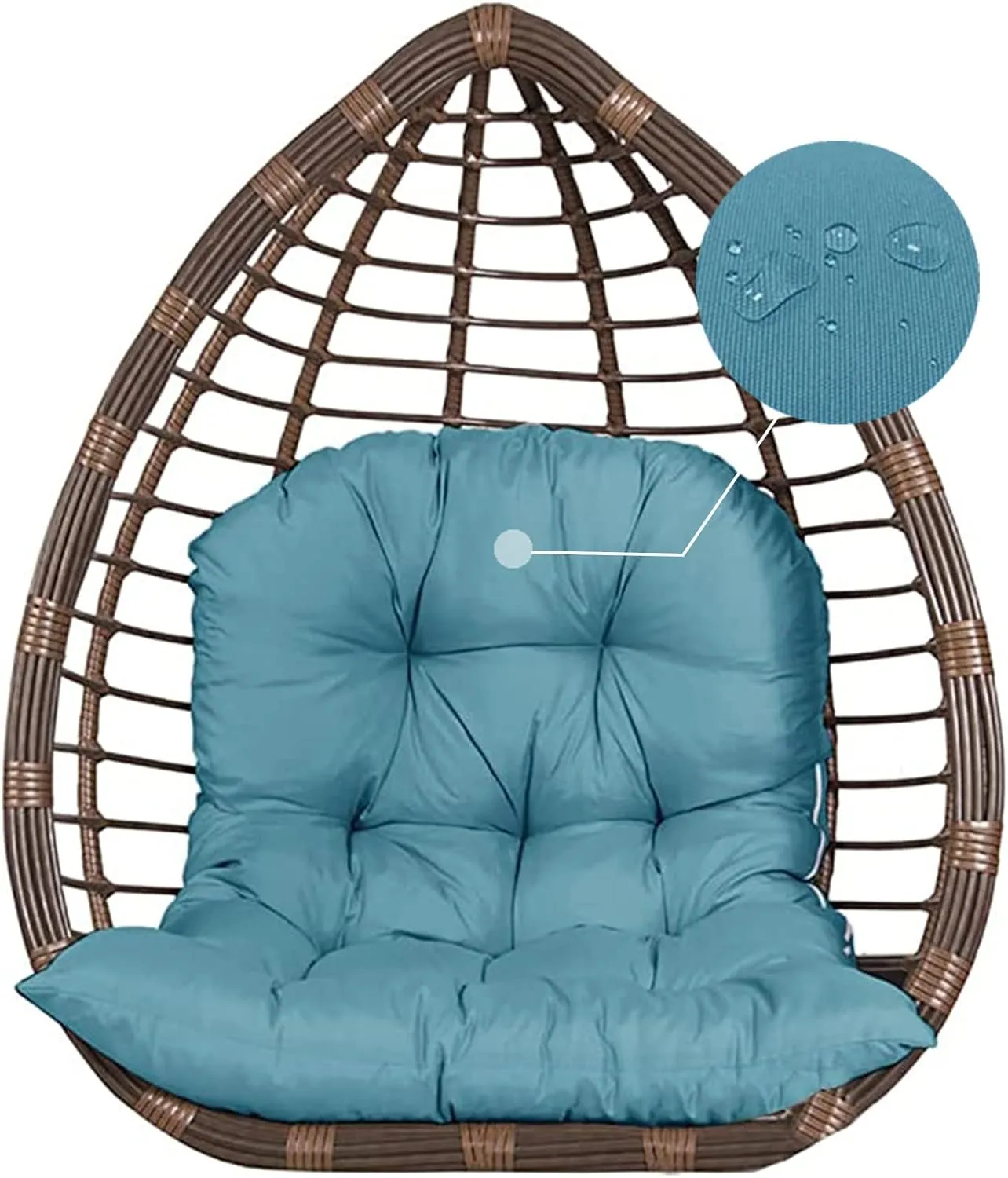 ZTGL Hanging Basket Seat Cushion, Thicken Hanging Egg Chair Cushion, Waterproof Basket Chair Cushion for Patio Garden, Outdoor Basket Egg Chair Seat Pads Back Cushion,Khaki
