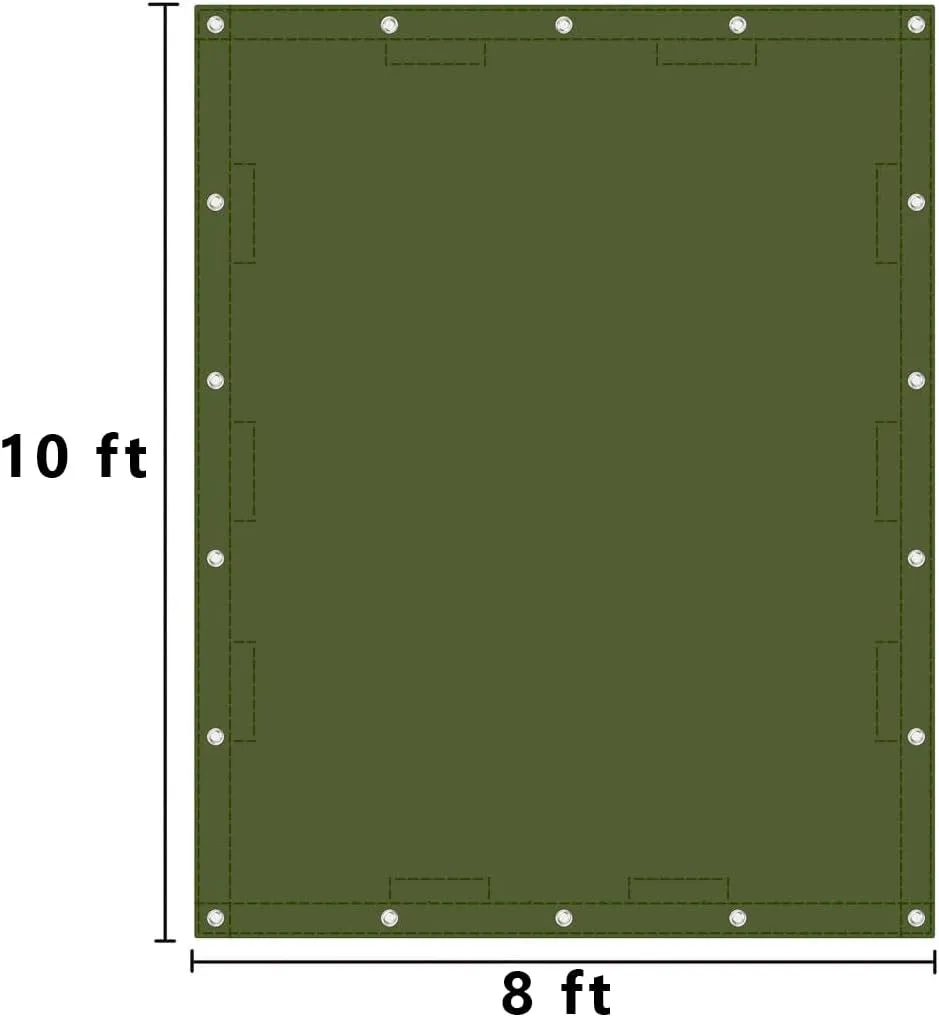 Zuperia Heavy Duty Canvas Tarp (8' x 10' ft - Pack of 2) with Rustproof Grommets, UV Resistant & Tear Resistant Multipurpose Tarpaulin Cover for Outdoor, Industrial & Commercial Use (Olive Green)