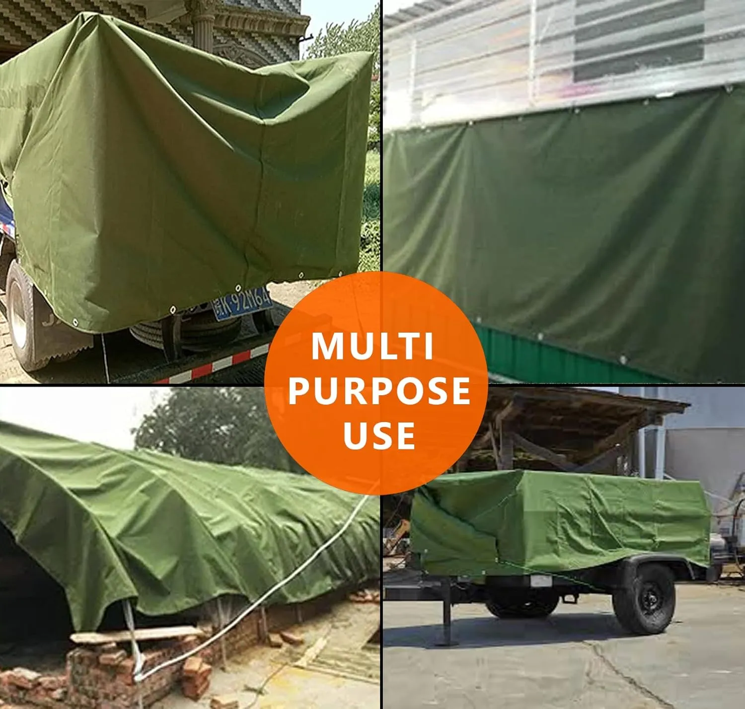 Zuperia Heavy Duty Canvas Tarp (8' x 10' ft - Pack of 2) with Rustproof Grommets, UV Resistant & Tear Resistant Multipurpose Tarpaulin Cover for Outdoor, Industrial & Commercial Use (Olive Green)